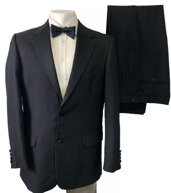 MR HARRY TUXEDO SUIT 40 BLACK Formal Dinner Jacket Trousers 34 W 34 L Wool Blend