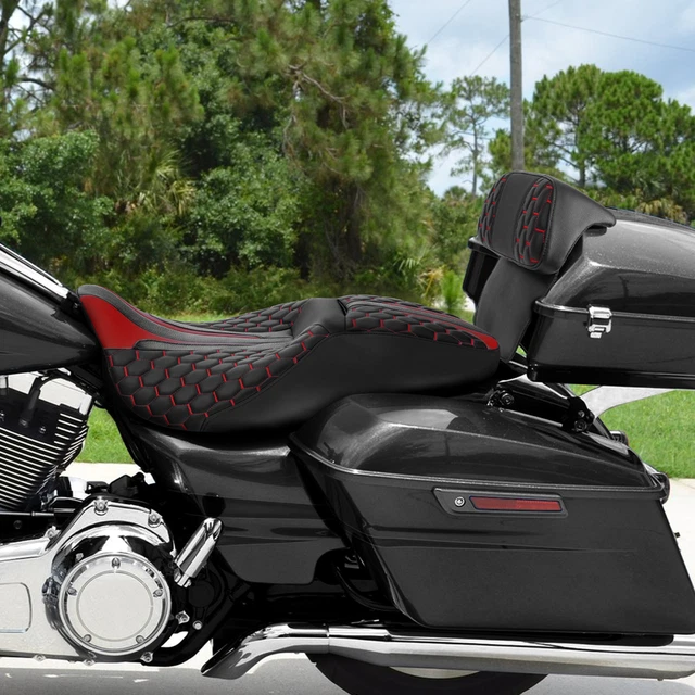 Black Red Driver Passenger Seat Backrest Fit For Harley Road Glide King 14-23