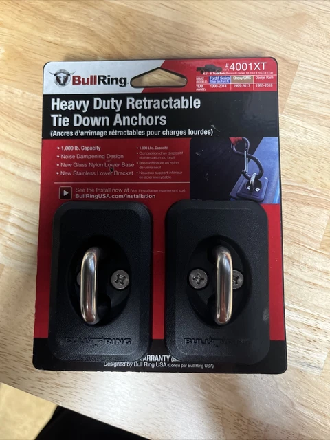 Bull Ring 4001XT Pair of Raised Fit Retractable Tie-Down Anchors for Ram 1500