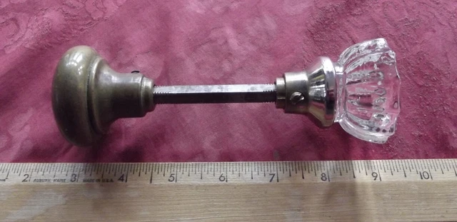 Vintage Antique brass crystal glass door handle knobs parts