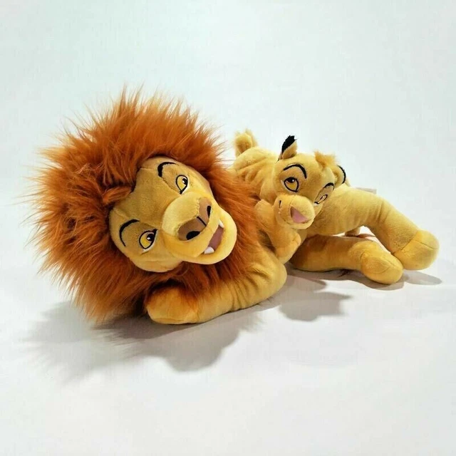DISNEY THE LION KIng Adult SIMBA and Dad Mufasa Lying Stuffed Plush Toy