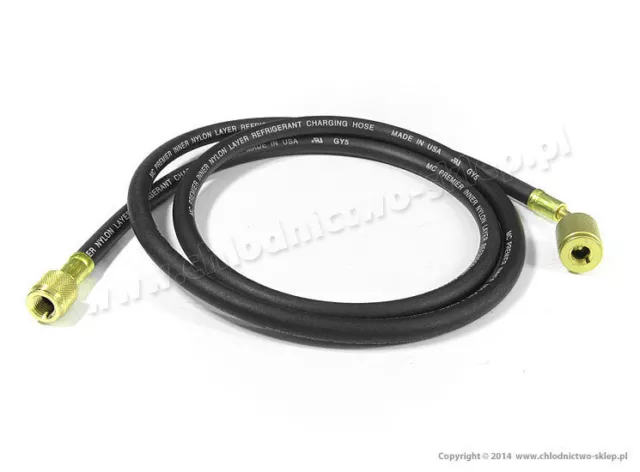 Black service hose with shut-off valve Mastercool 46604 150 cm 1/4'' SAE