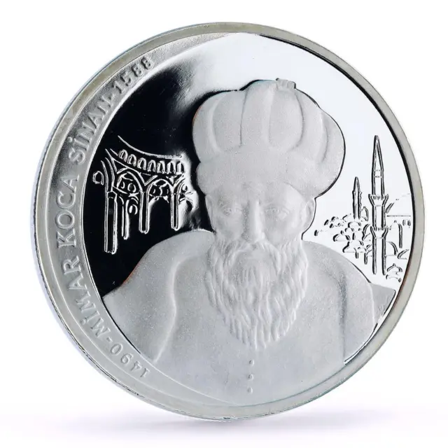 Turkey 7500000 lira Architect Mimar Sinan Architecture Art silver coin 2001