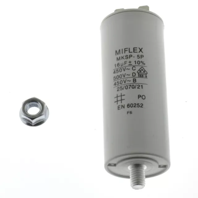 MIFLEX MKSP-5P Motorkondensator Anlauf-/Betriebskondensator 16µF-450V Stecker