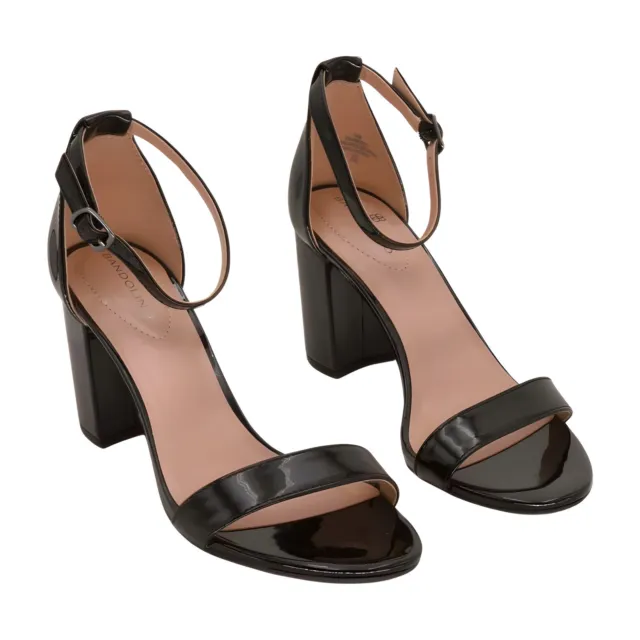 Bandolino Women's Armory Heeled Sandal, Black Patent, Size 5.5