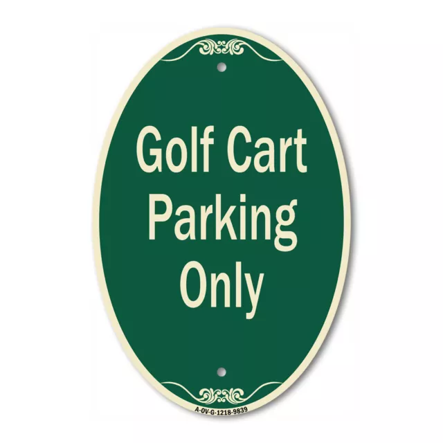 Designer Series Oval - Golf Cart Parking Only Green & Tan Heavy-Gauge Aluminum