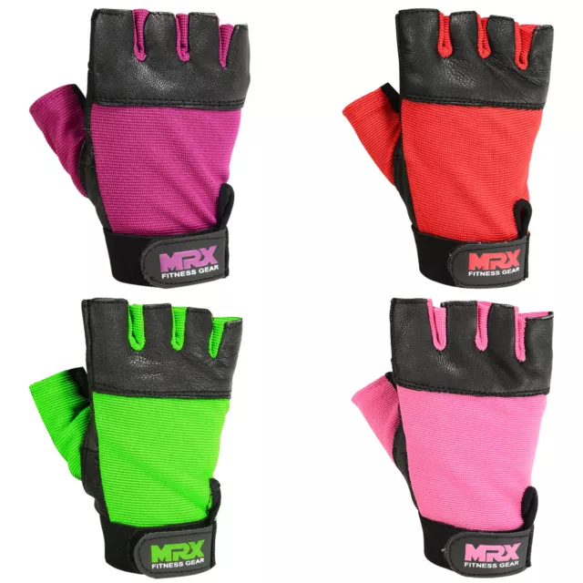 MRX Weightlifting Gloves Gym Workout Leather  Gym Weight Lifting Strap WOMEN