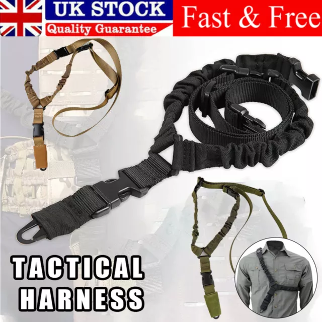 Tactical 1 One Single Point Rifle Sling Bungee Airsoft Gun Adjustable Strap UK