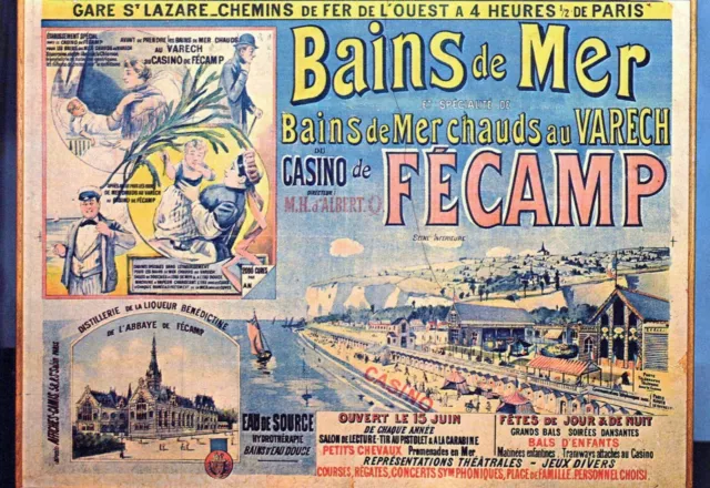 FRANKREICH POSTKARTE Fécamp Vintage Eisenbahn Poster Normandie Kombier Drucker Macon