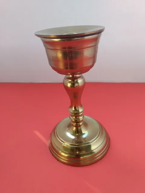 Vintage Solid Brass Candlestick Candle Chalice Goblet Style 7.25" X 4.25"W EST