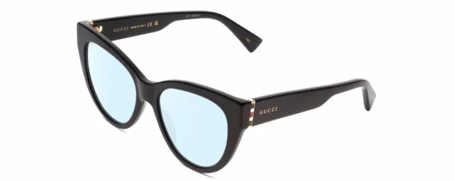 GUCCI GG0460S Womens Cateye Blue Light Blocking Glasses in Gloss Black/Gold 53mm