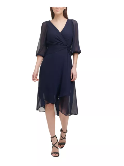 DKNY Womens  Blouson Sleeve Knee Length Shift Dress