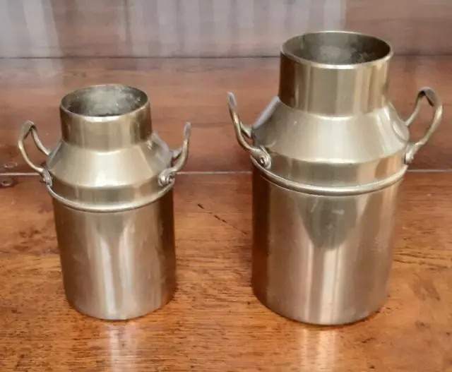 Pair of Vintage Brass Milk Churn Vases heavy