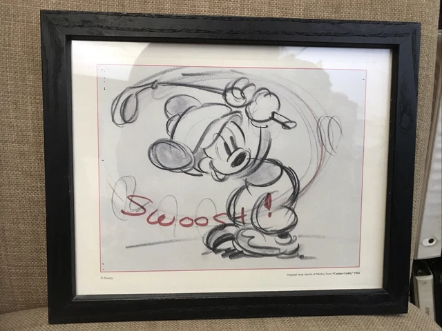 DISNEY MICKEY MOUSE Canine Caddy (1941) Mounted Framed Print