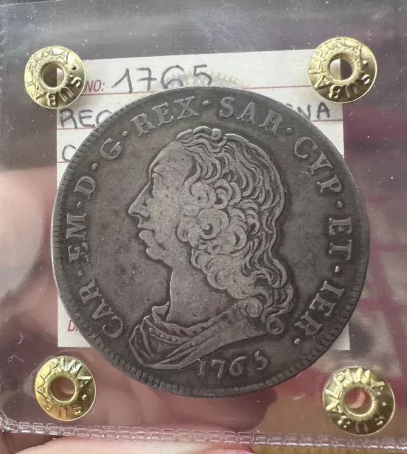 REGNO DI SARDEGNA CARLO EMANUELE III SCUDO 6 LIRE 1765 RARA sigillata MB/BB