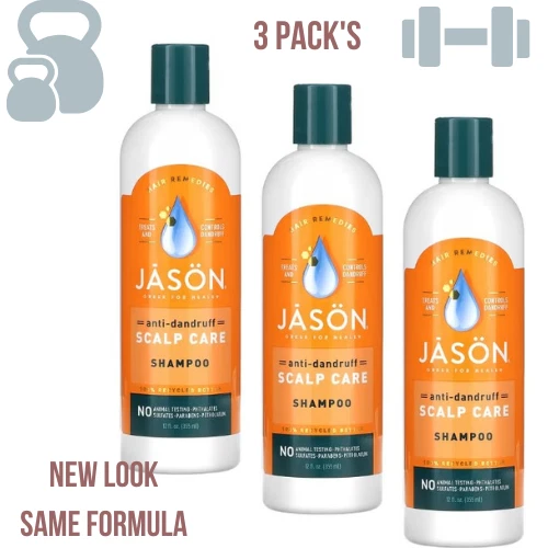 3 Pack's Jason Natural Treatment Shampoo Dandruff Relief 12 fl oz 355 ml