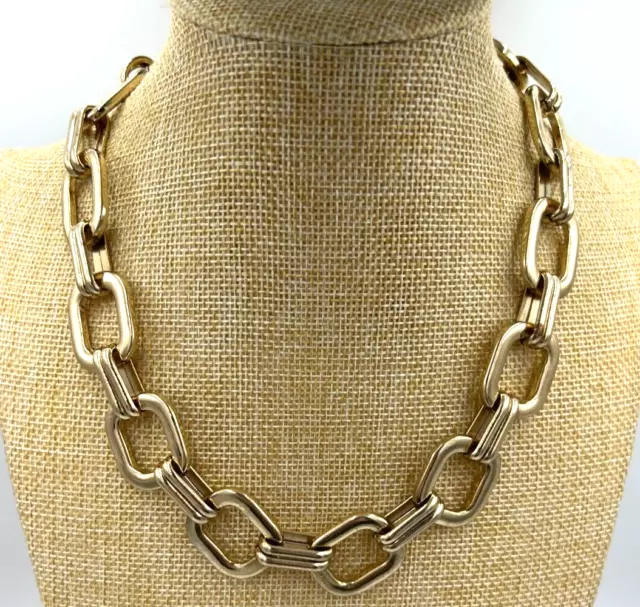 Kenneth Cole New York Gold Tone Large Cable Chain Link Graduated Chunky Necklace