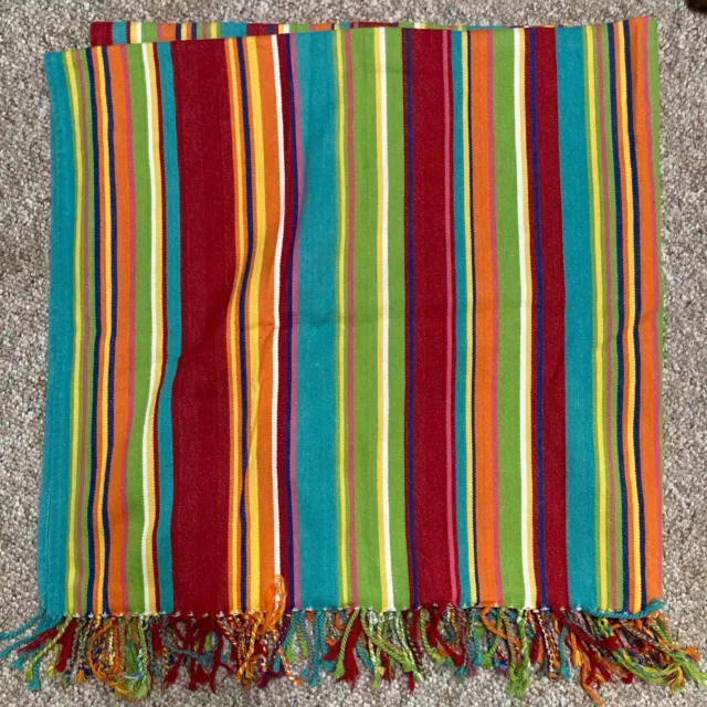 World Market Multicolored Striped Picnic Beach Stadium Blanket Cotton 60X60