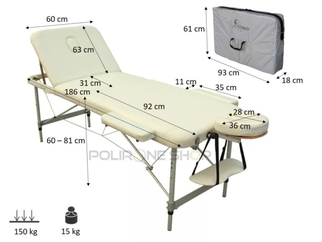 MERCURIO Lettino portatile leggero in alluminio per massaggi estetista tattoo x 2