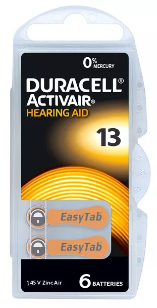 Duracell Activair Mercury Free Hearing Aid Batteries Size 13 ORANGE 60 batteries