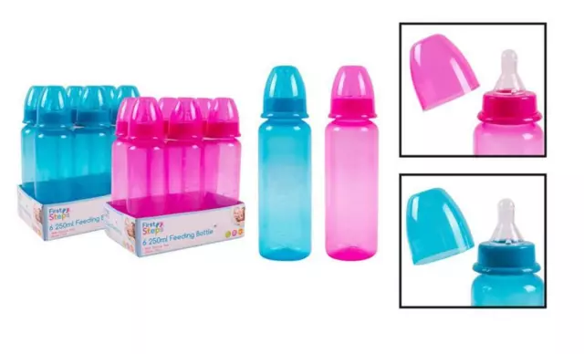 Paquete de 6 biberones de silicona para bebés de 250 ml perfecto para recién nacidos