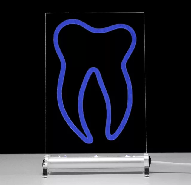 LED Zahn Leuchtzahn Leuchtschild Zahnarzt tooth dentist dental sign Praxisschild