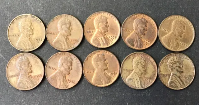 American 1 Cent Coin Lincoln Cent Bulk Lot Coins x 10 Ungraded Lot 102