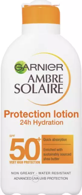 Loción de protección solar Garnier ámbar 24H Hy MUY ALTA PROTECCIÓN - 200 ml