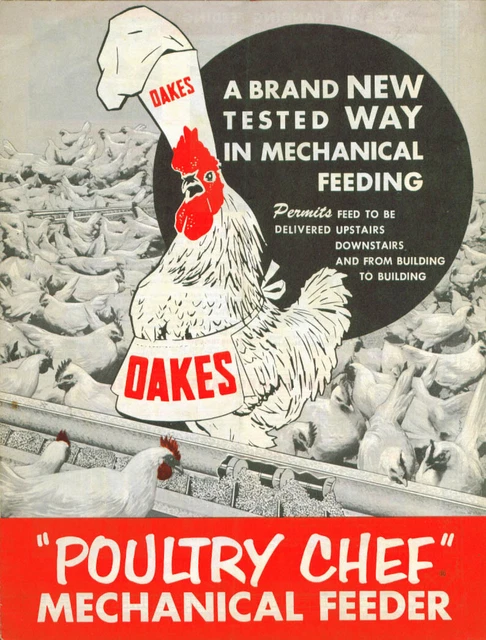 Oakes Poultry Chef Mechanical Feeder folder 1940s