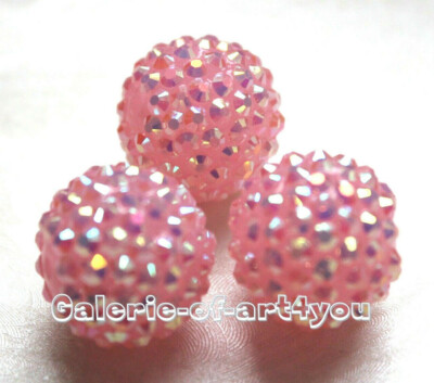 10 X Rotondo Shamballa Resina Strass Disco Sfera Perline 12mm Sopra 25 Colori 