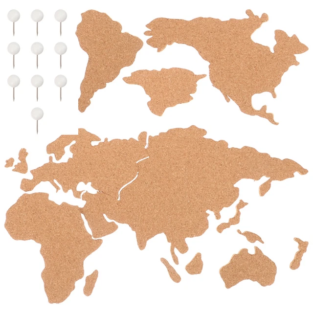 Carte Du Monde En Liège Et Bois - Décoration Murale Vintage, Planche Liège Adhésive, Style Rustique