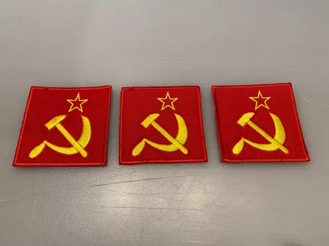 Lot of 3 Communist Russian Hammer and Sickle Soviet USSR Sew On Patches