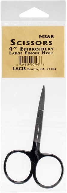 Paquete de 2 tijeras bordadas Lacis 4" negras - MS68