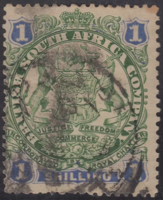 Rhodesia 1896-7 British South Africa Company 1/. green & blue, used