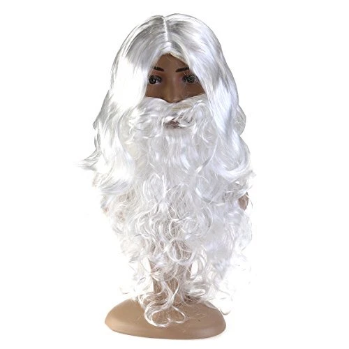 LUOEM Santa Wig Beard Set Deluxe White Santa Fancy Dress Costume Wizard Wig a...