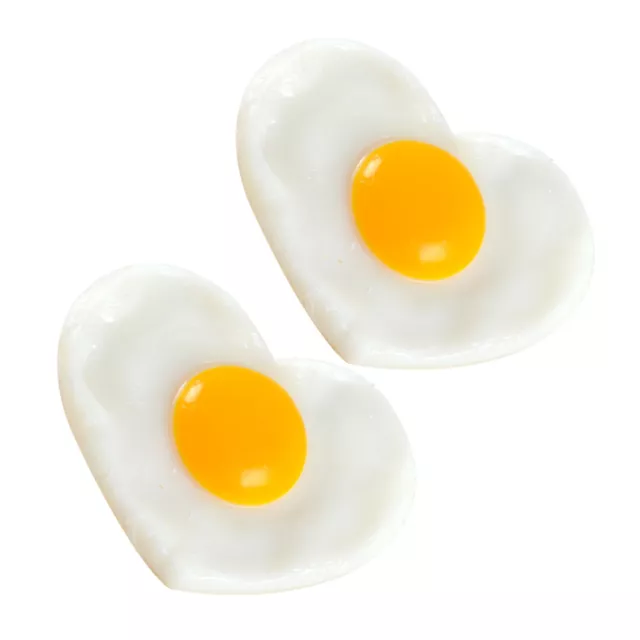 2pcs PVC Heart Fried Egg Models Restaurant Props Realistic Fried Eggs Decoration