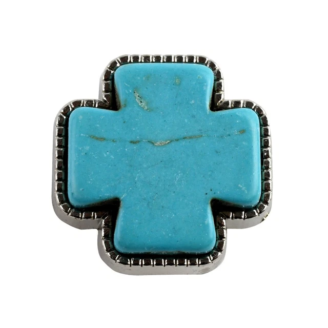 Accesorio de silla de montar artesanal concho occidental atornillado cruz turquesa