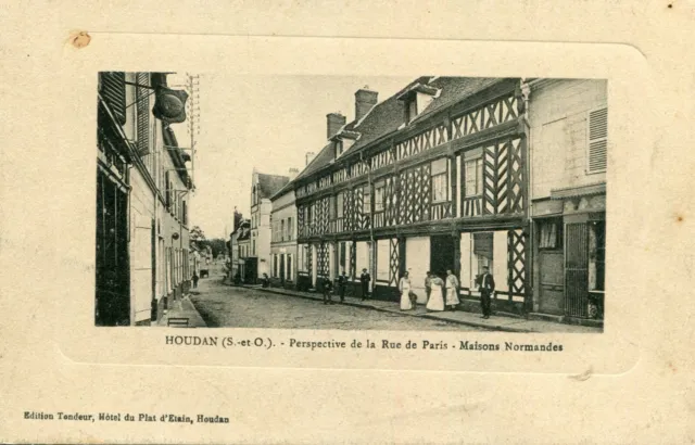 HOUDAN Perspective Map of the Rue de Paris Maisons Normandes