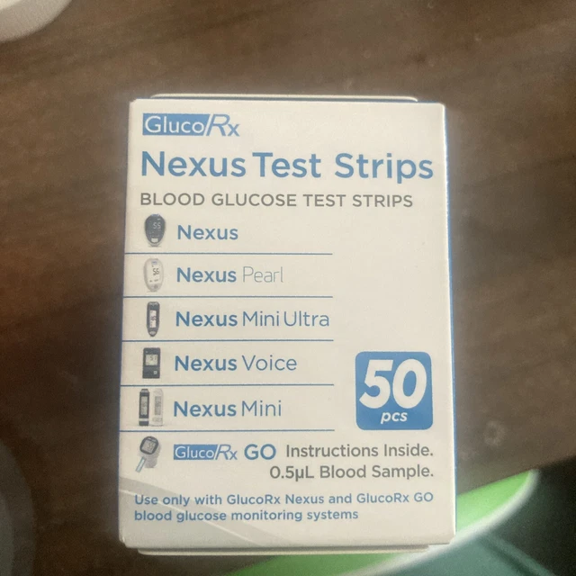 GLUCORX NEXUS TEST Strips Monitoring Blood Glucose X 50 ( EXP 11/2024