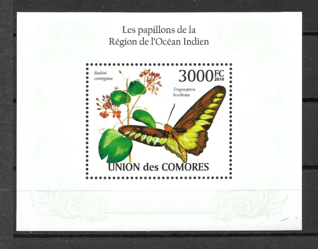 Comores 2010, Hoja Bloque Mariposas. Mnh.