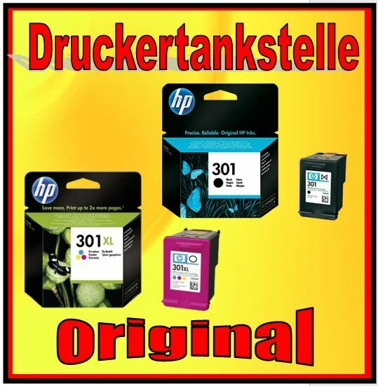 origine HP 301 black + 301XL color IMBALLO ORIGINALE Deskjet 3000 3050A 3052A 3054A 3055A NUOVO