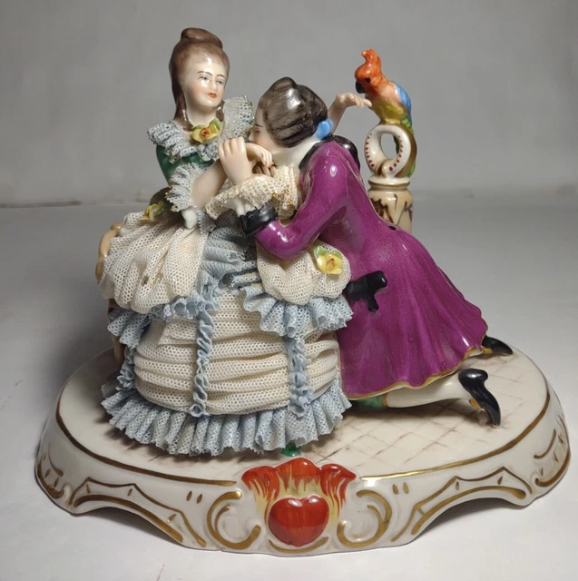Antique Frankenthal Handgemalt Dresden Art Victorian Courting Couple Germany