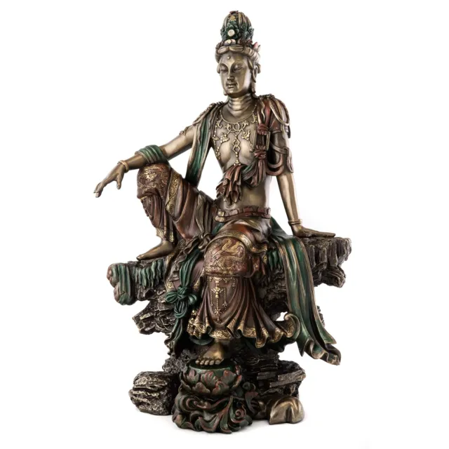 Top Collection Water and Moon Quan Yin Statue in Royal Ease Pose- Kwan Yin Go...