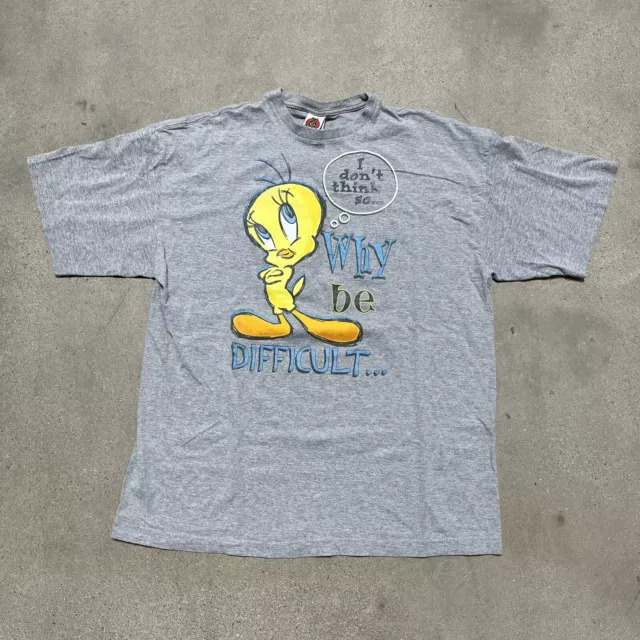 VINTAGE 90S LOONEY Tunes Tweety Bird Why Be Difficult Be Impossible T ...
