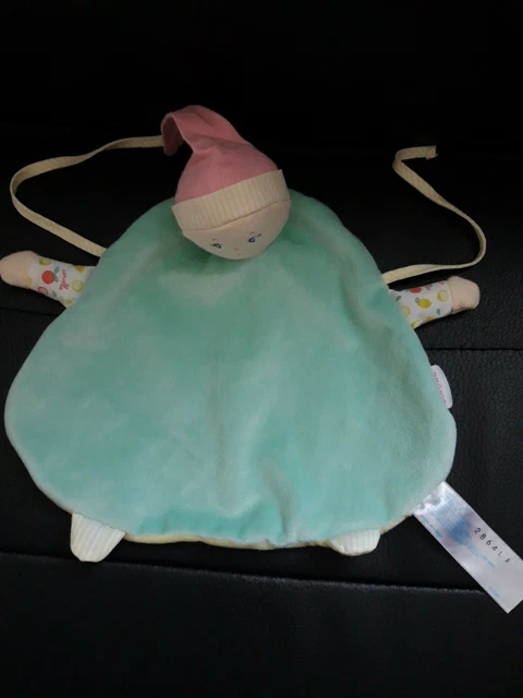 doudou plat poupée lutin bleu vert rose COROLLE