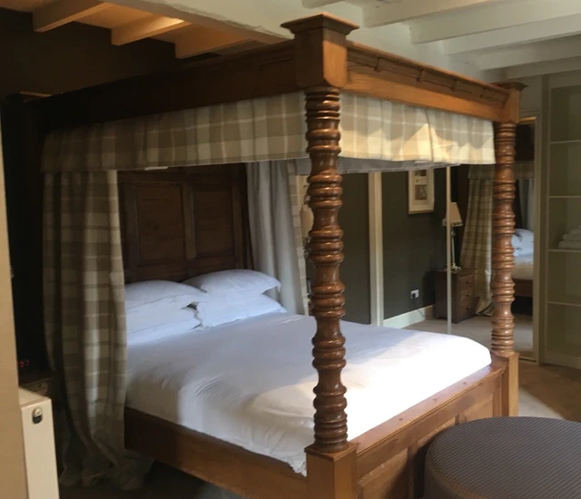 SOLID OAK KING Size Four Poster Bed ‘Balmoral’ Revival Beds With Canopy ...