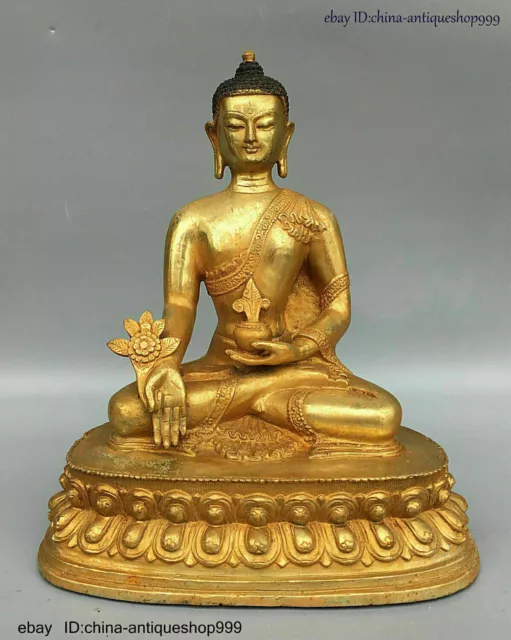 Collect China Buddhism Tibet Temple Bronze Gilt Shakyamuni Buddha Statue