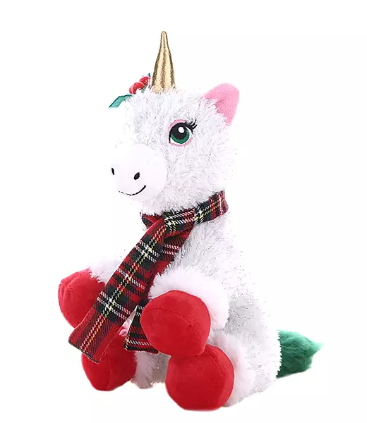 Weihnachts-Einhorn Stofftier mit Rückenfach / zum selber füllen