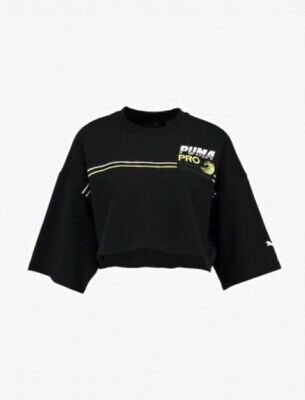 Puma x fenty da Rihanna ritagliata CREW NUOVO Swearshirt T-shirt nera UK 10