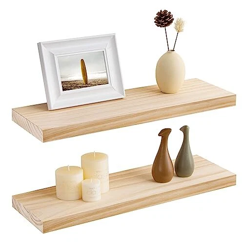 Farmhouse Floating Shelves - 8 Inch Deep Rustic Wood Wall Shelf - Premium